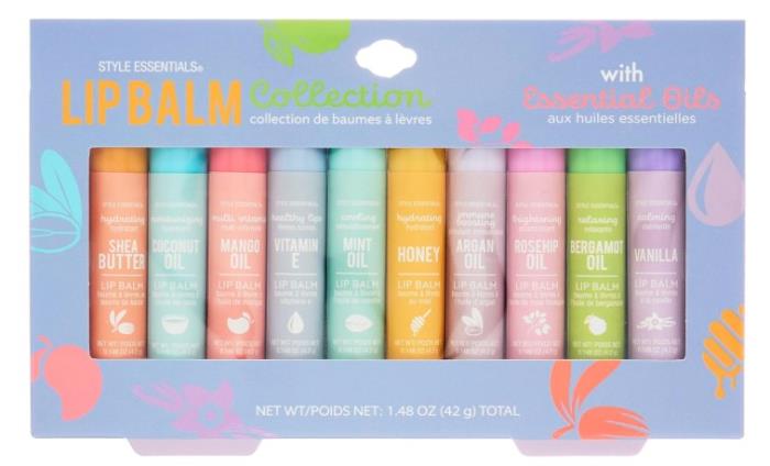 10 PC LIP BALM WITH ESSENTIAL OILS COLLECTION